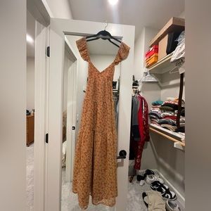 Madewell Georgette Ruffle-Sleeve Tiered Midi Dress